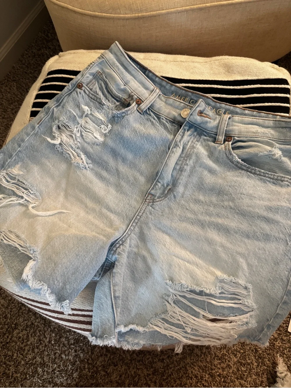 AE Denim Baggy Mom Short in light acid wash